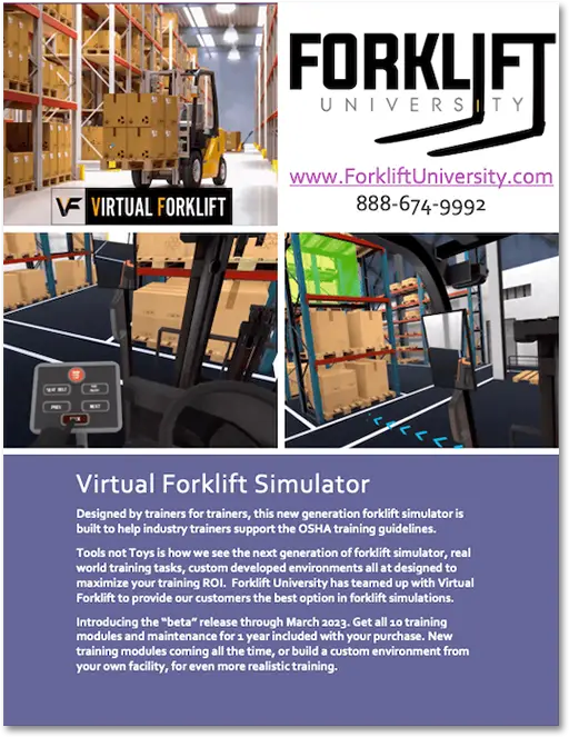 forku virtual forklift simulator brocure